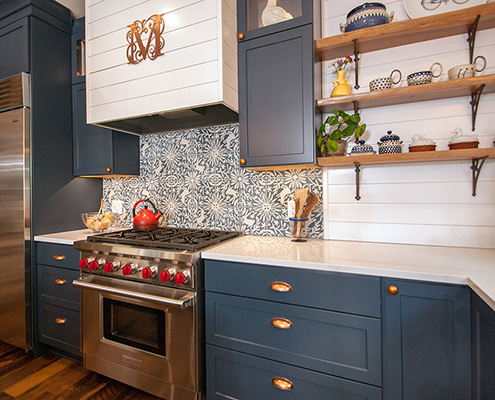 Kitchens by Design remodel Blue cabinets